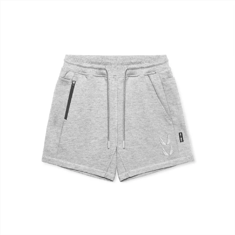 0867. Tech-Terry™ Sidelock Sweat Short - Heather Grey ""Stacked Wings""