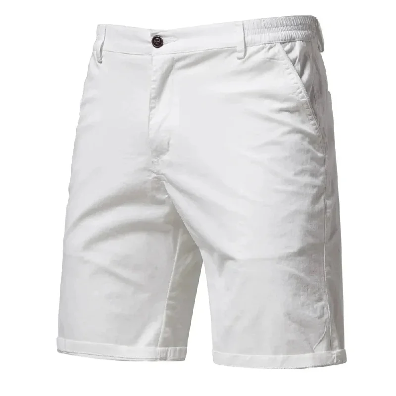 Summer 100% Cotton Solid Shorts Men High Quality Casual Business Social Elastic