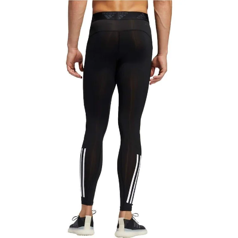 adidas Tech-Fit 3 Stripes Mens Long Training Tights - Black