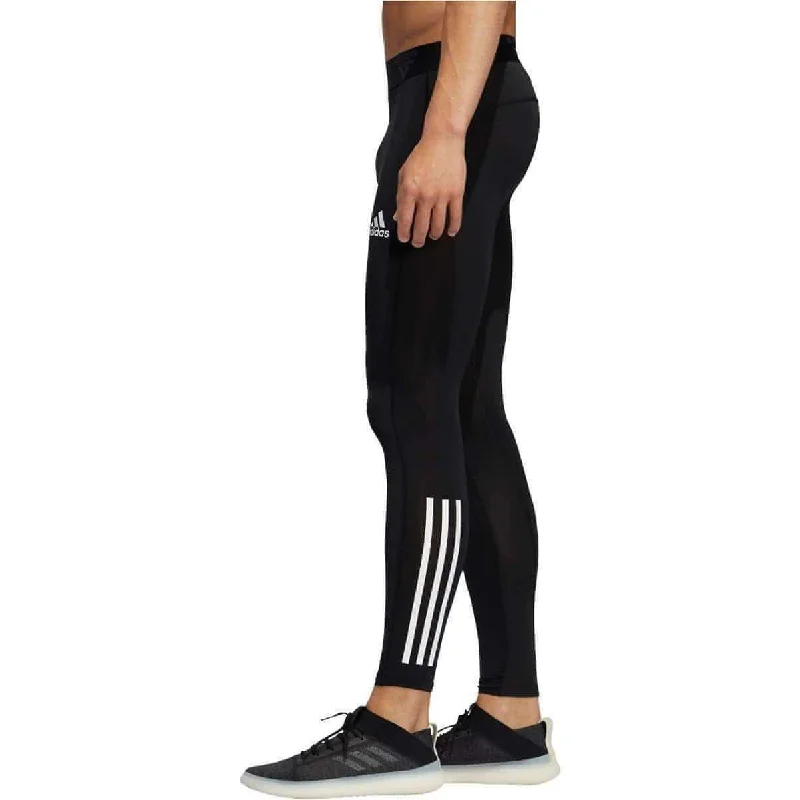 adidas Tech-Fit 3 Stripes Mens Long Training Tights - Black