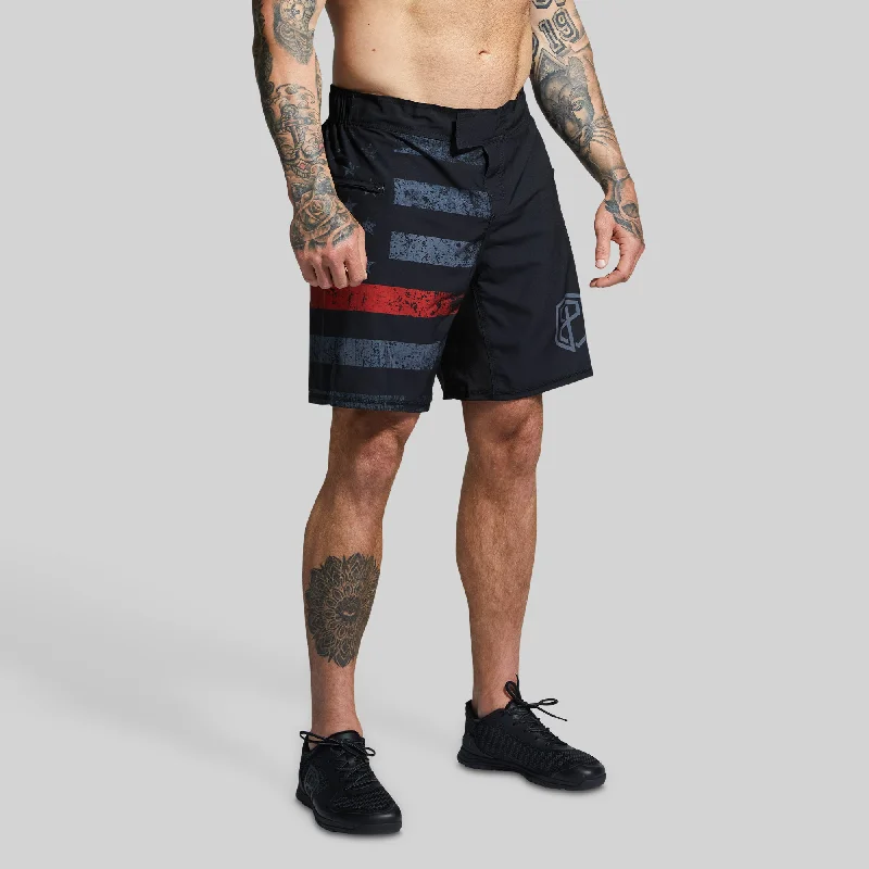 American Defender Short Velcro 3.0 (Thin Red Line Gunmetal)