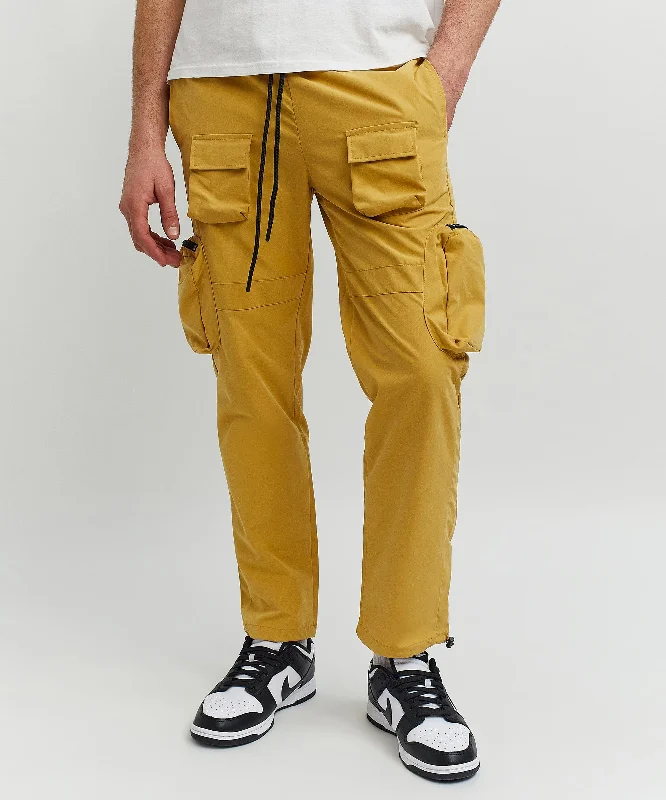 Bader Cotton Twill Color Block Utility Joggers - Tan