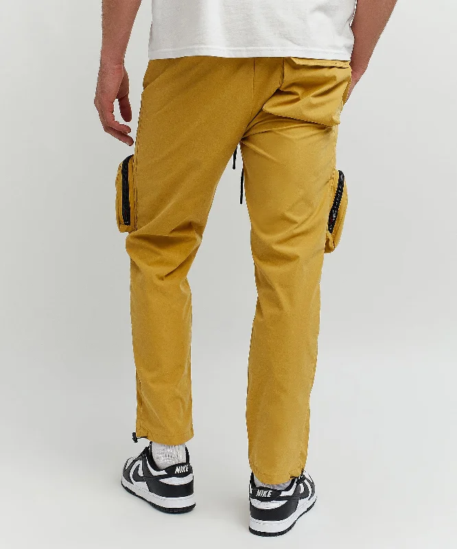 Bader Cotton Twill Color Block Utility Joggers - Tan