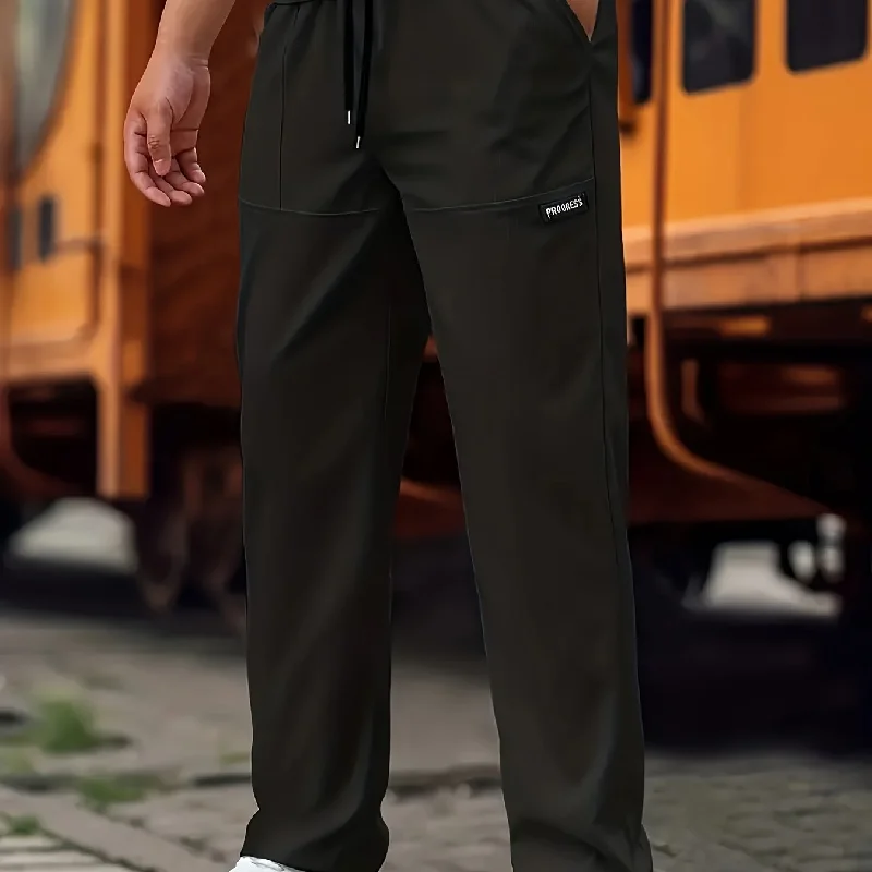 kkboxly Casual Men's Long Jogging Sports Long Pants For All Seasons Outdoor, Men's Breathable Comfy Drawstring Pocket Pants