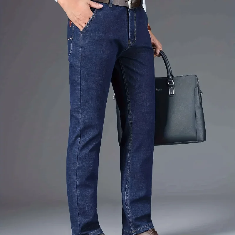 kkboxly  Chic Jeans For Business, Men's Semi-formal Stretch Dress Pants For All Seasons, Father's Gift