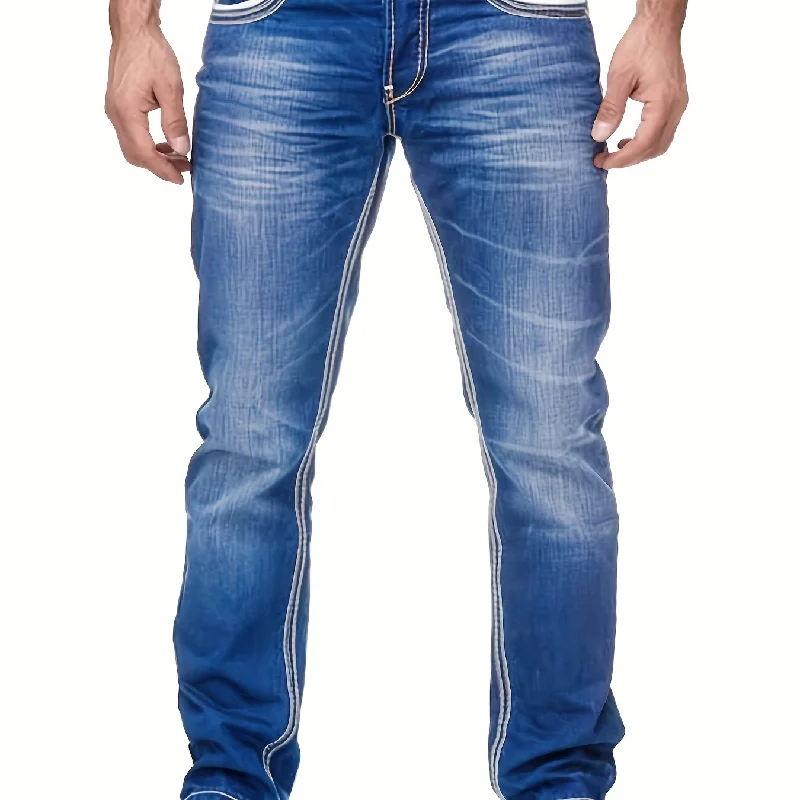 kkboxly  Men's Comfy Street Style Distressed Denim Pants With Pockets