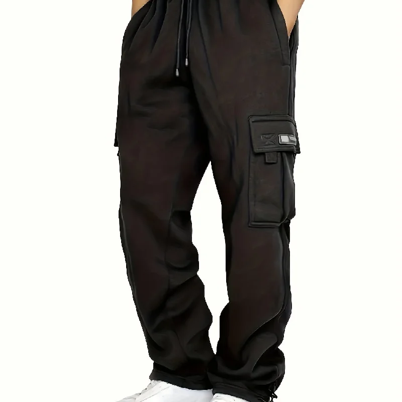 kkboxly  Men's Multi Pocket Cargo Pants, Casual Loose Fit Sports Pants