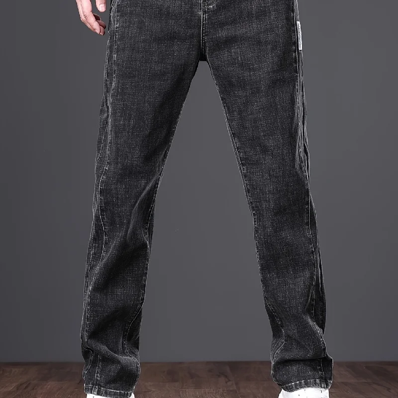 kkboxly Men's Semi-formal Jeans, Chic Classic Design Denim Pants For Business