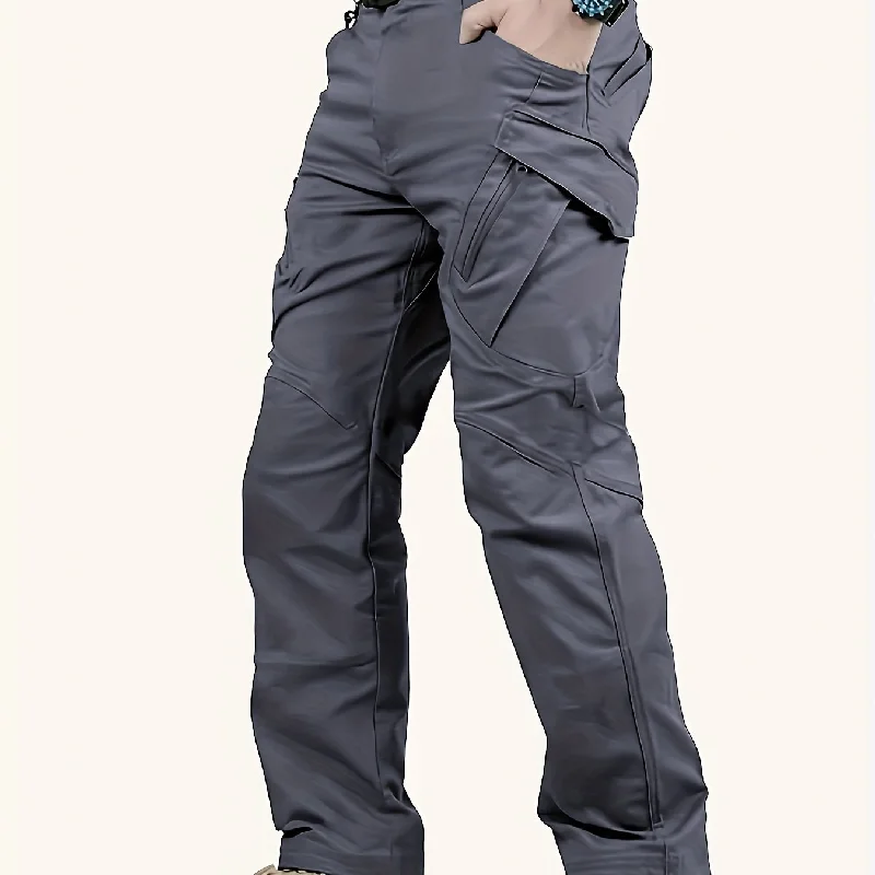 kkboxly  Multi Pocket Men's Tactical Pants, Loose Casual Outdoor Military Pants, Mens Cargo Pants For Hiking