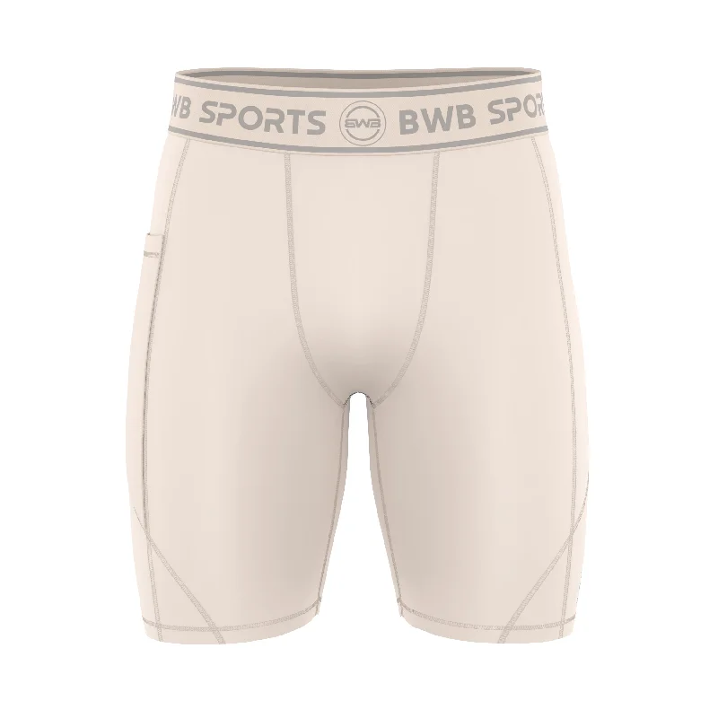 BWB Men's Beige Compression Shorts