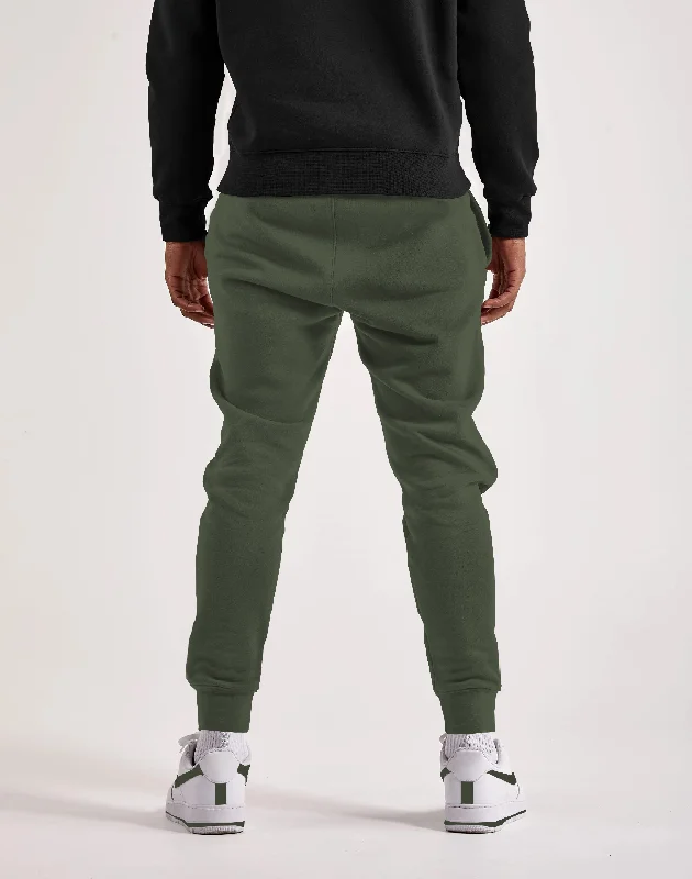 men loop knit jogger - olive green