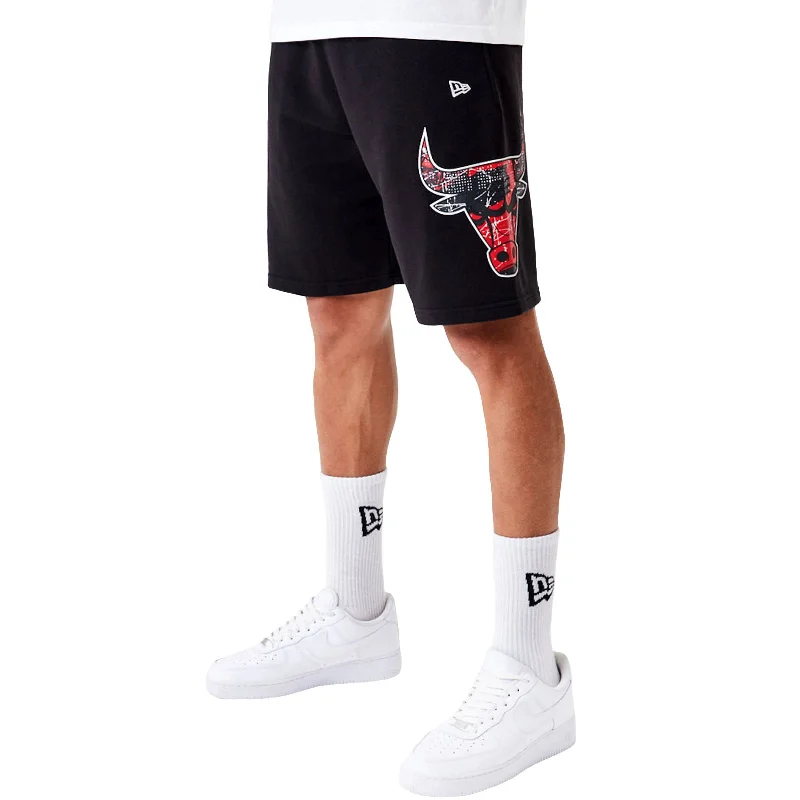 New Era Chicago Bulls Team Logo Oversized Sweatshorts - Black