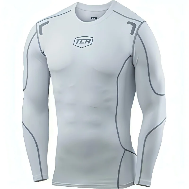 TCA Elite Plus Long Sleeve Mens Compression Top - White