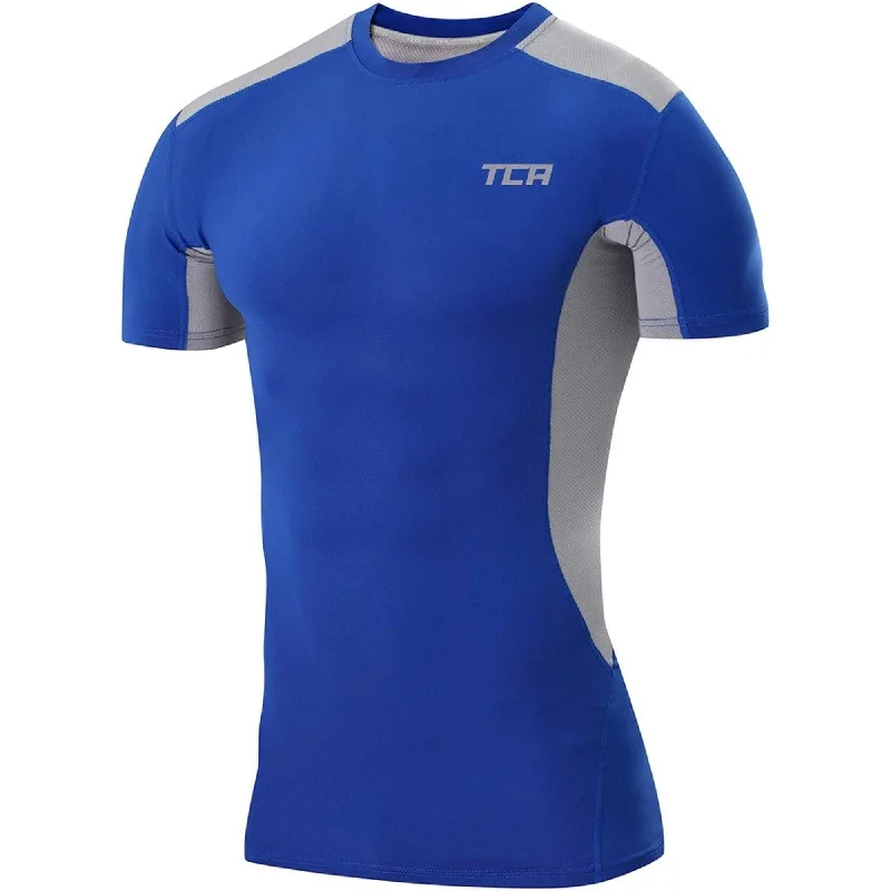 TCA FX Laser Mens Short Sleeve Compression Top - Blue