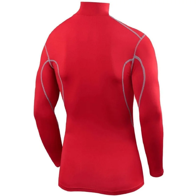 TCA Pro Performance Long Sleeve Mock Mens Compression Top - Red