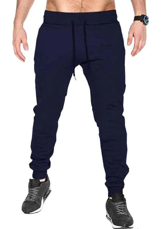 Solid Men Dark Blue Track Pants