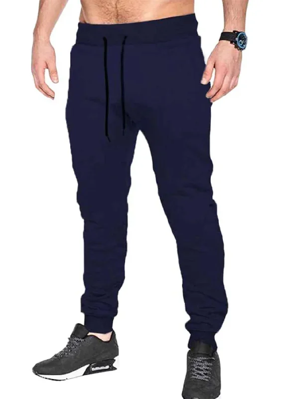 Solid Men Dark Blue Track Pants