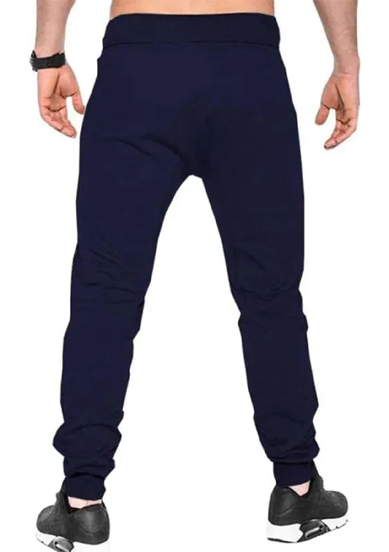 Solid Men Dark Blue Track Pants