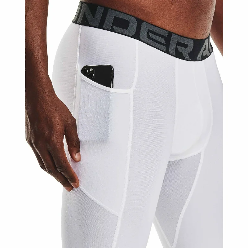 Under Armour HeatGear Pocket Long Mens Short Compression Tights - White