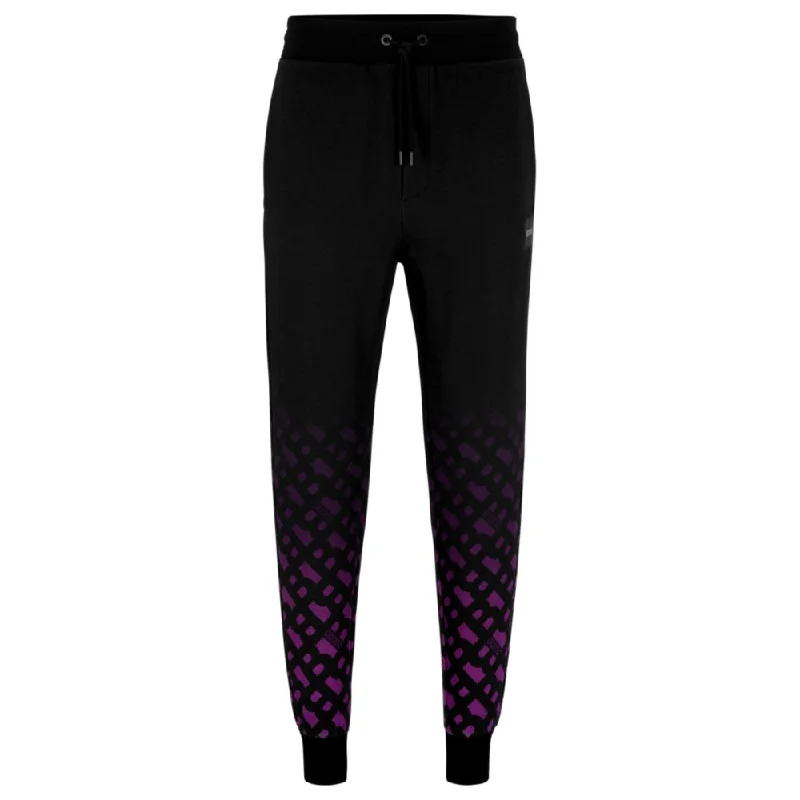 BOSS x Khaby Relaxed-fit cotton-blend tracksuit bottoms with gradient monograms