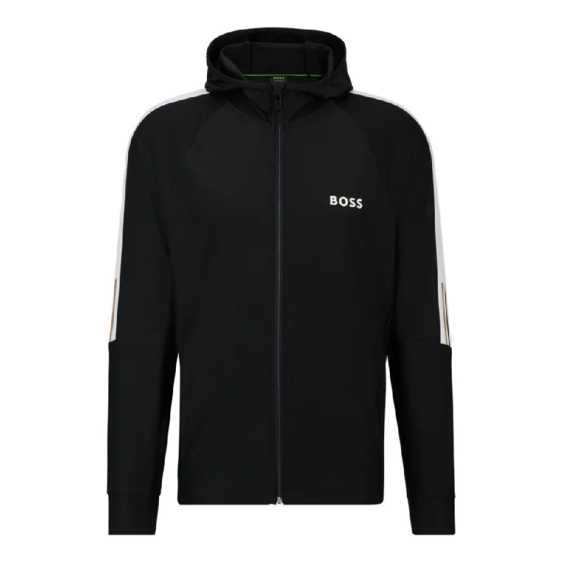 BOSS x MATTEO BERRETTINI Regular-fit zip-up hoodie with signature-stripe artwork