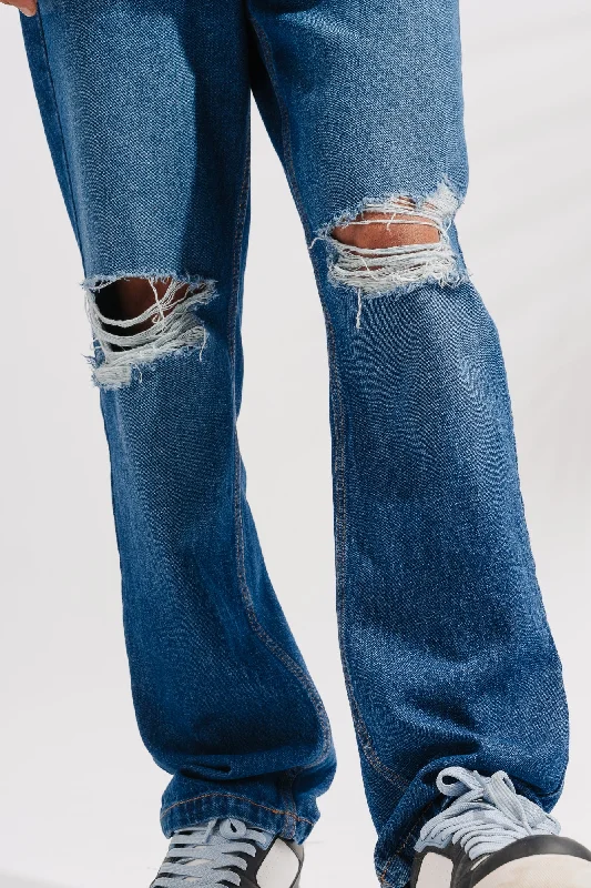 Classic Distressed Men's Wide Jeans