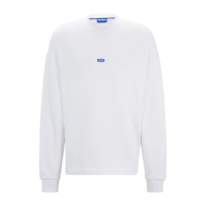 Cotton-terry sweatshirt with blue logo label