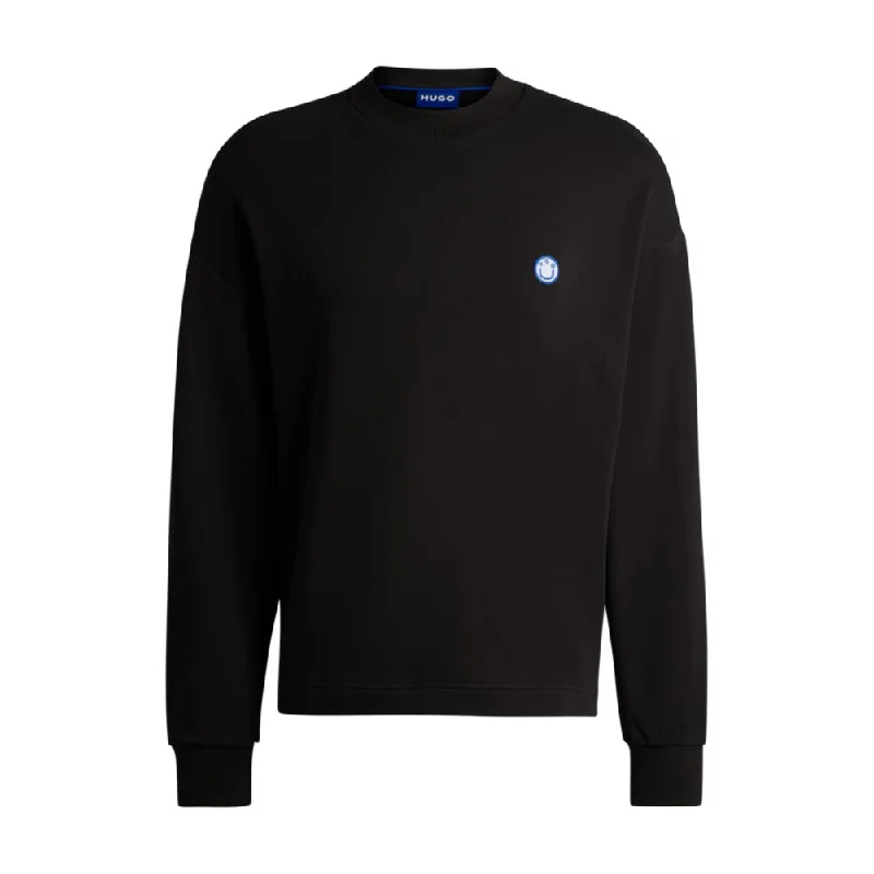 Cotton-terry sweatshirt with smiley-face logo patch