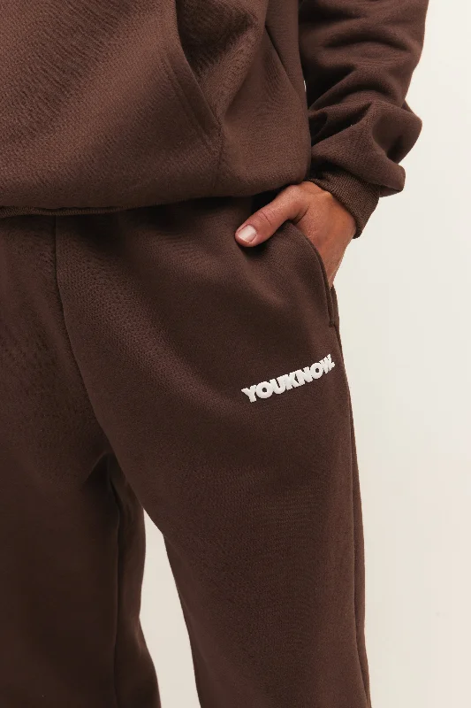 BLOCK CUFFED SWEATPANTS | BROWN