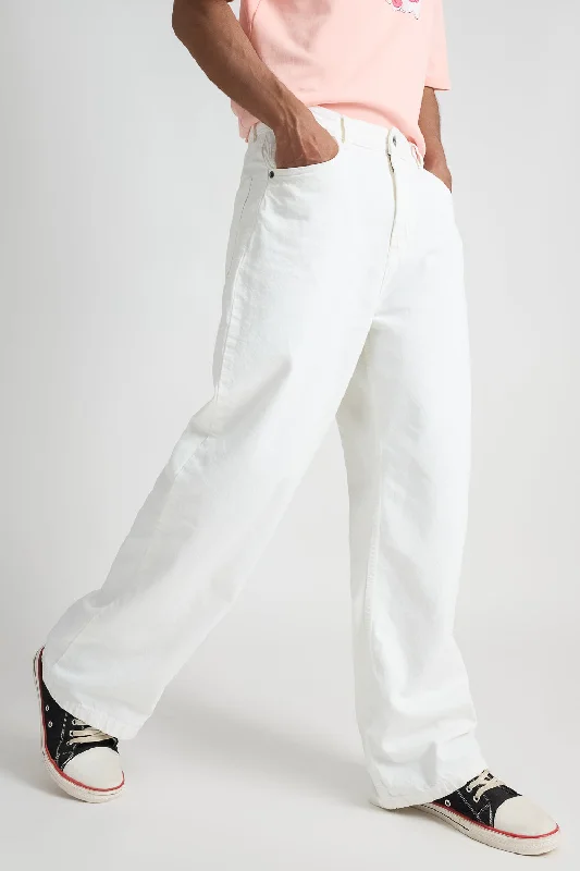 Iconic White Wide Leg Mens Jeans