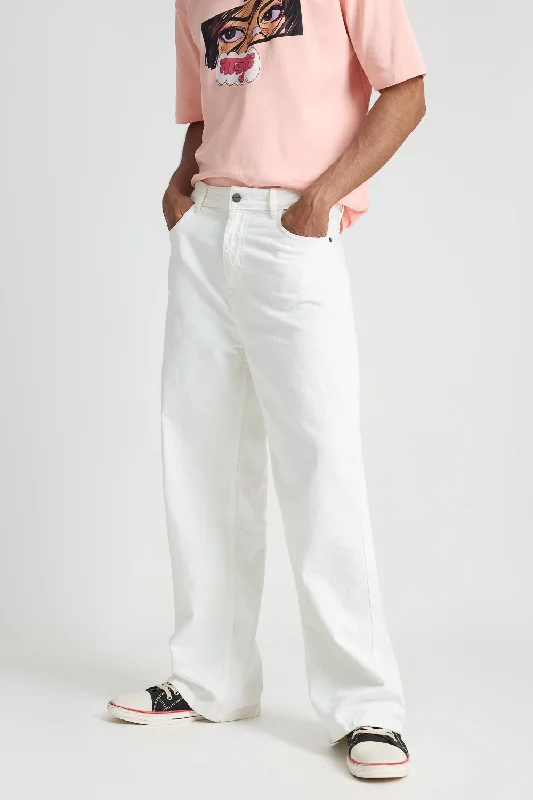 Iconic White Wide Leg Mens Jeans