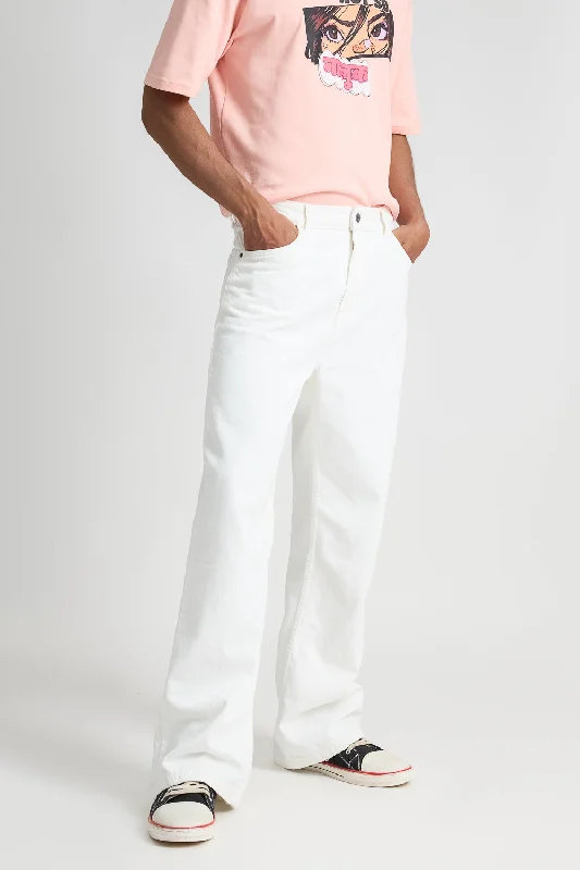 Iconic White Wide Leg Mens Jeans