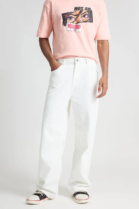 Iconic White Wide Leg Mens Jeans