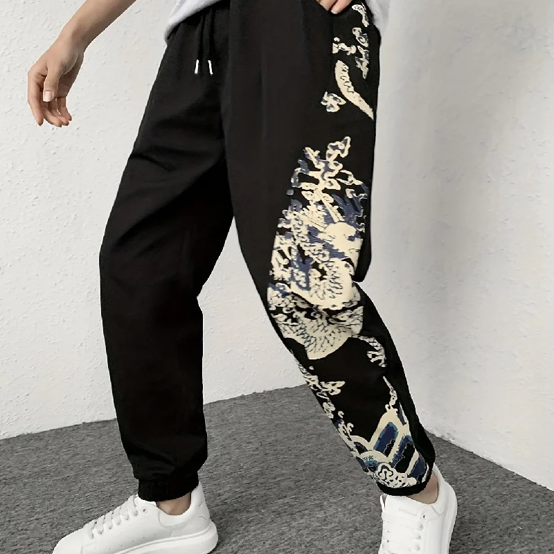 kkboxly  Men's Abstract Panel Element Design Casual Track Pants