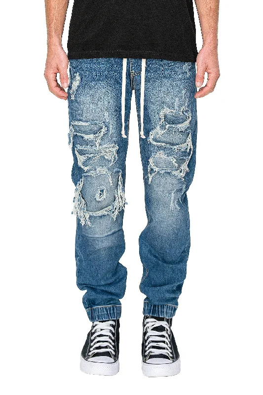 Men's Essential Distressed Denim Jogger Jeans