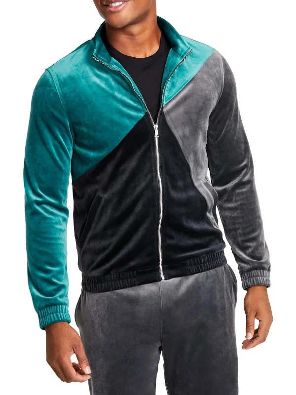 Mens Velour Colorblock Track Jacket