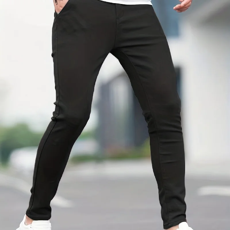 Slim Fit  All-match Jeans, Men's Casual Street Style Medium Stretch Denim Pants For All Seasons