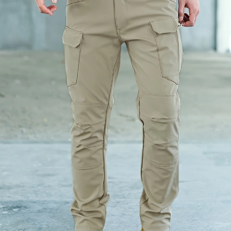 Trendy Solid Cargo Pants, Men's Multi Flap Pocket Trousers, Loose Casual Outdoor Pants, Men's Work Pants Outdoors Streetwear Hip Hop Style