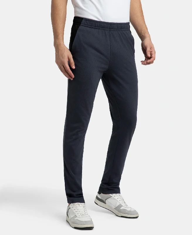 Super Combed Cotton Rich Slim Fit Trackpant with Zipper Media Pocket - Graphite