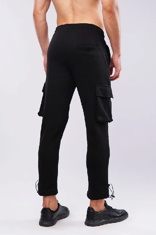 Terry Cargo Joggers - Black