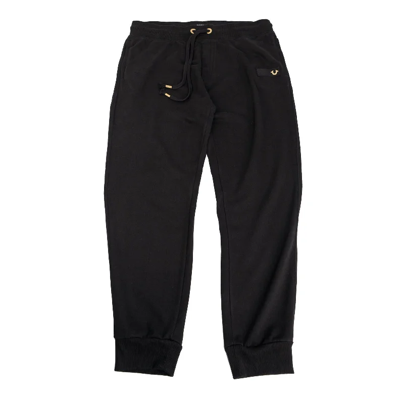 True Religion Mens Joggers Black With Gold Details