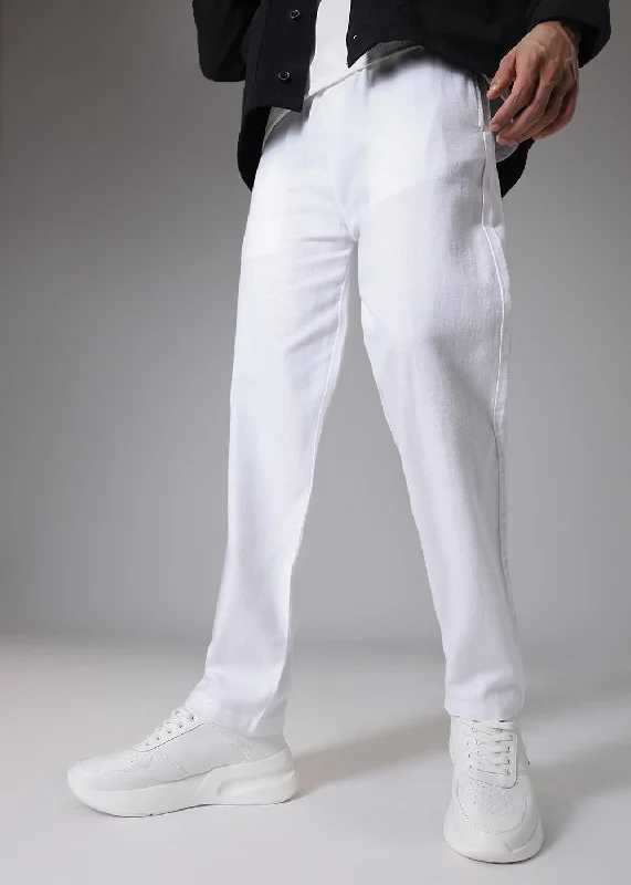 White Drawstring Linen Pant