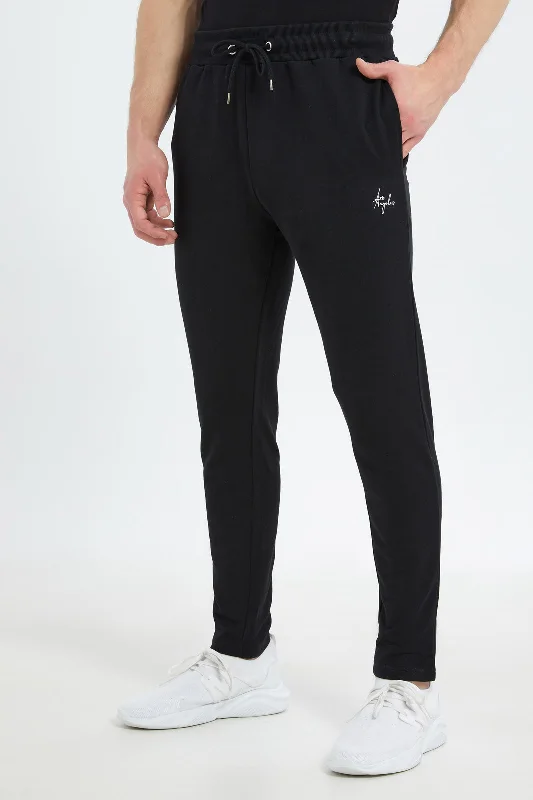 Men Black Pull-On Sweatpants