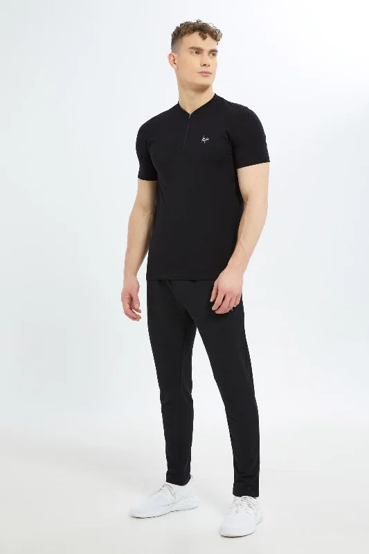 Men Black Pull-On Sweatpants