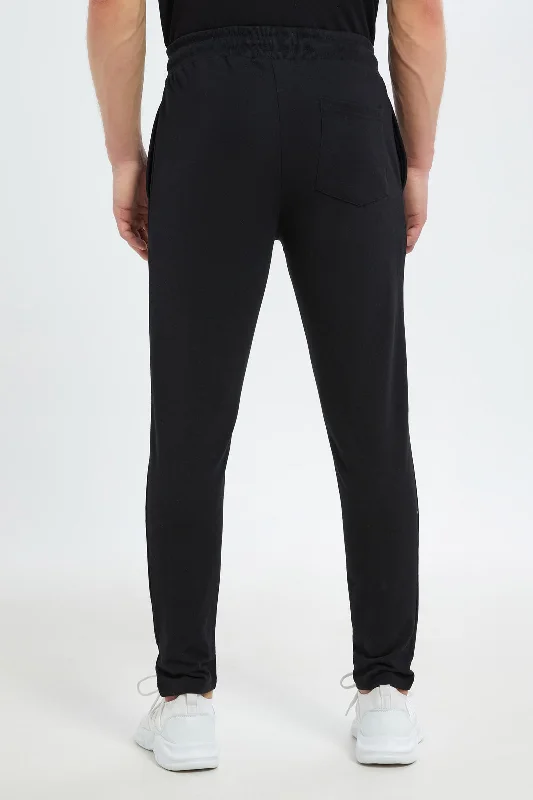 Men Black Pull-On Sweatpants