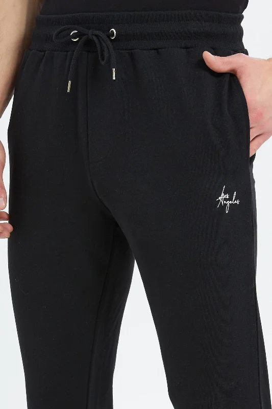 Men Black Pull-On Sweatpants