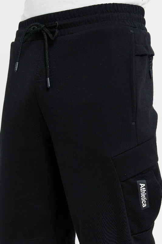 Men Black Elasticated Waistband Active Shorts