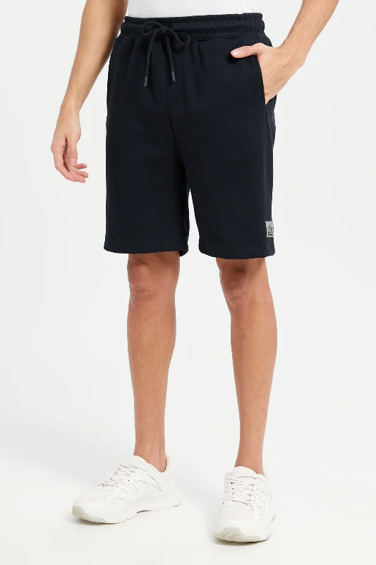 Men Black Print Active Shorts