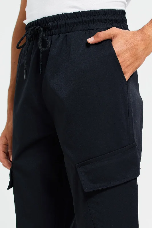 Men Black Cargo Joggers