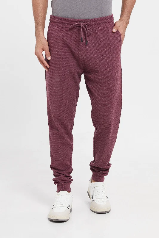 Men Burgundy Ottoman Jog Pants